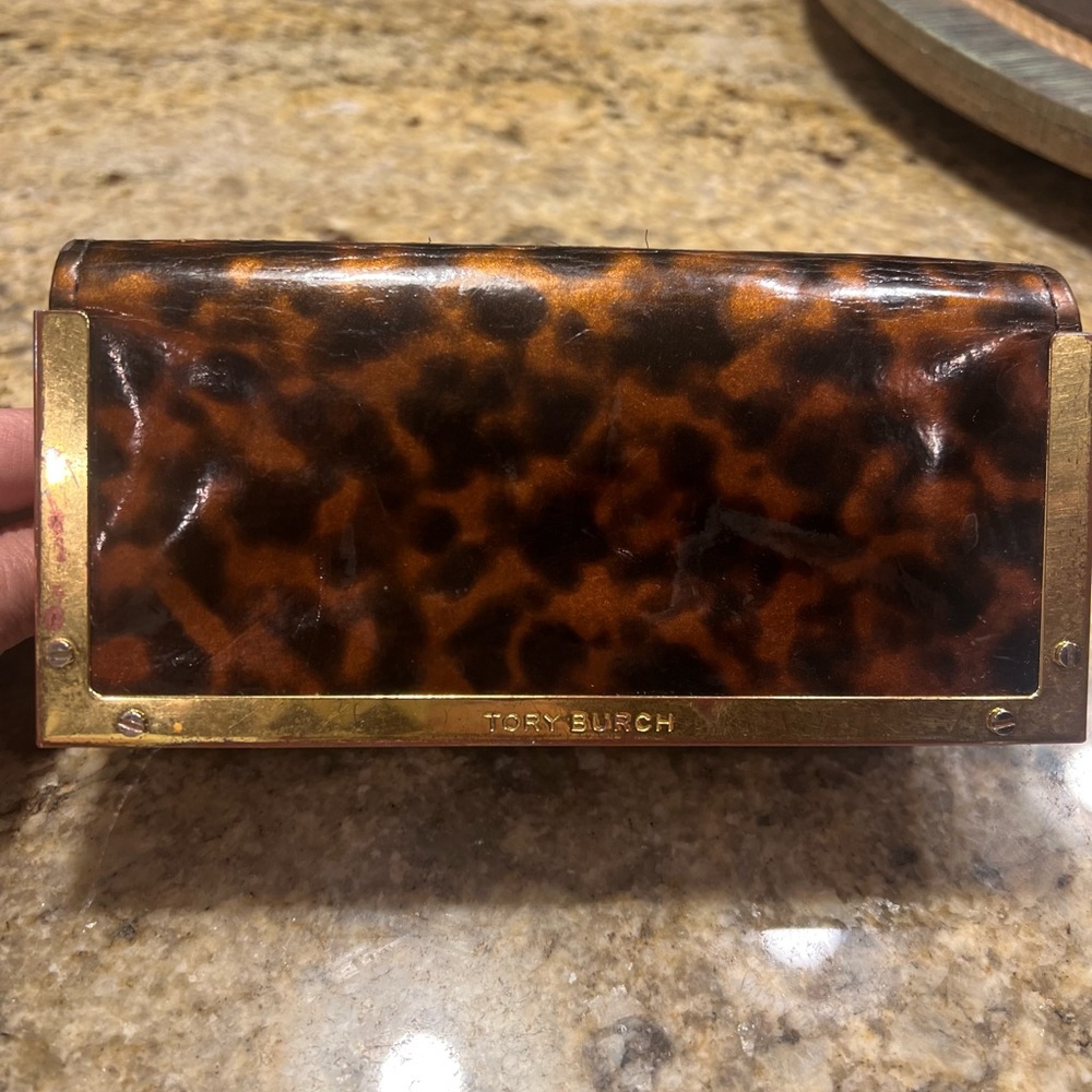Tory Burch Tortoiseshell Brown and Black Resin Clutch